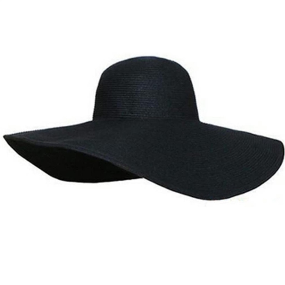 Banana Republic Large a black Straw Floppy Hat New